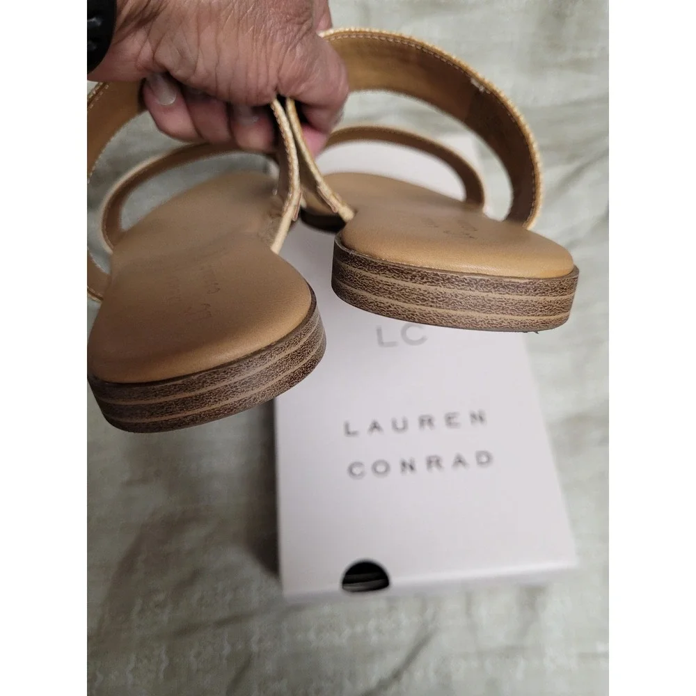 LC Lauren Conrad Sunstone Womens 2 Strap Comfy Slide Sandals Memory Foam Size 8